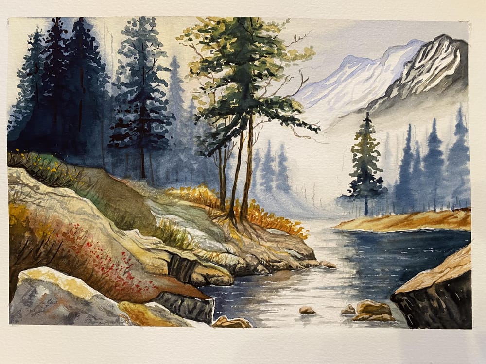Imaginary Landscape in Watercolor - image 1 - student project