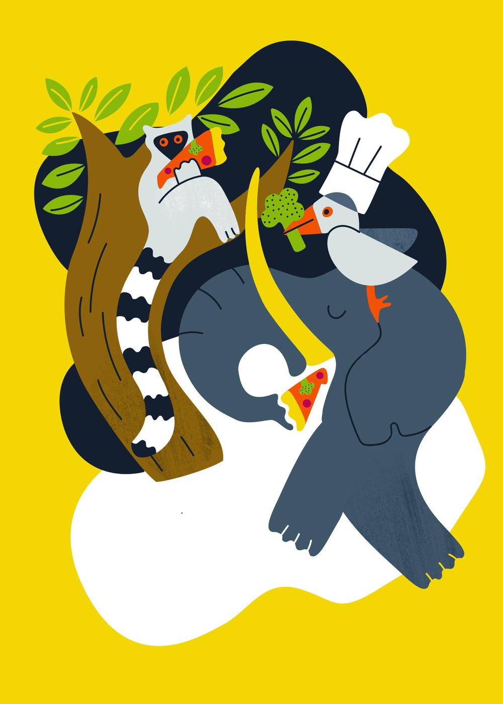 Animals eating pizza - image 1 - student project