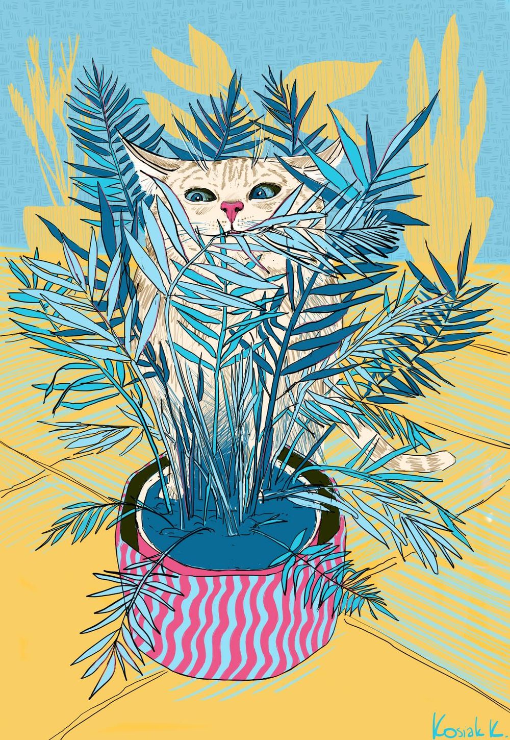 Cat eating... - 8 artworks series - image 1 - student project