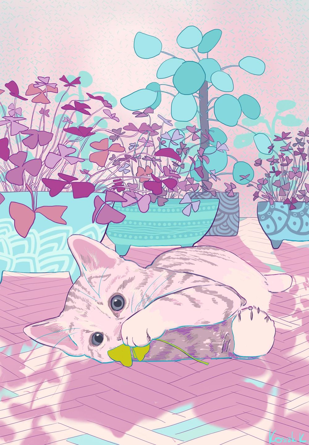 Cat eating... - 8 artworks series - image 3 - student project