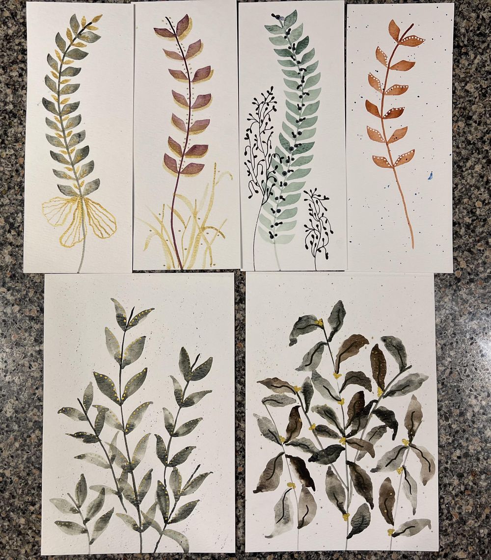 Watercolor Leaves - image 1 - student project
