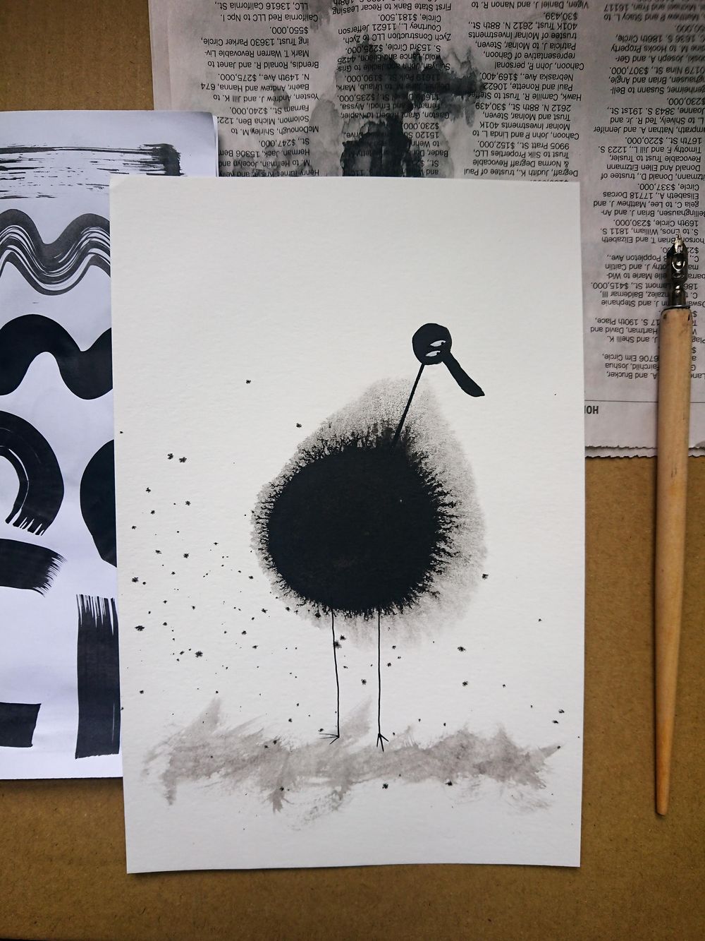 Fluffy bird in ink - image 1 - student project