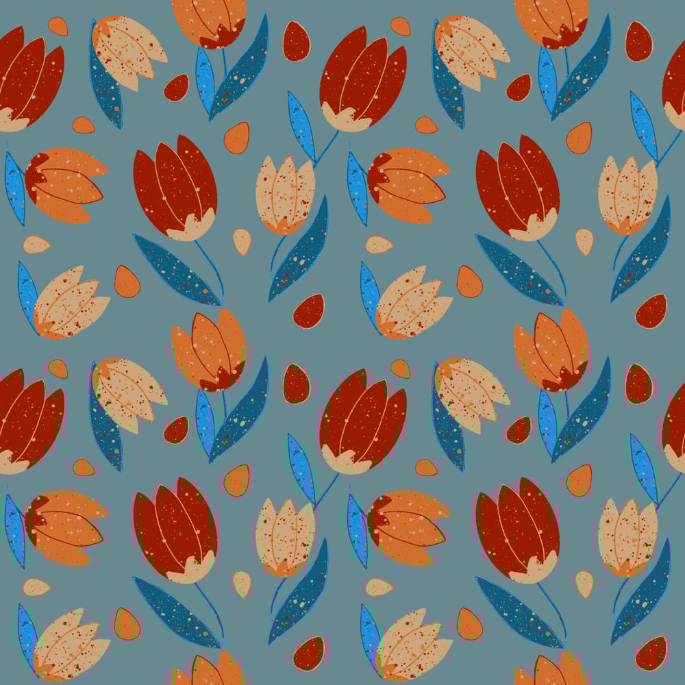 Seamless pattern tulips - image 1 - student project