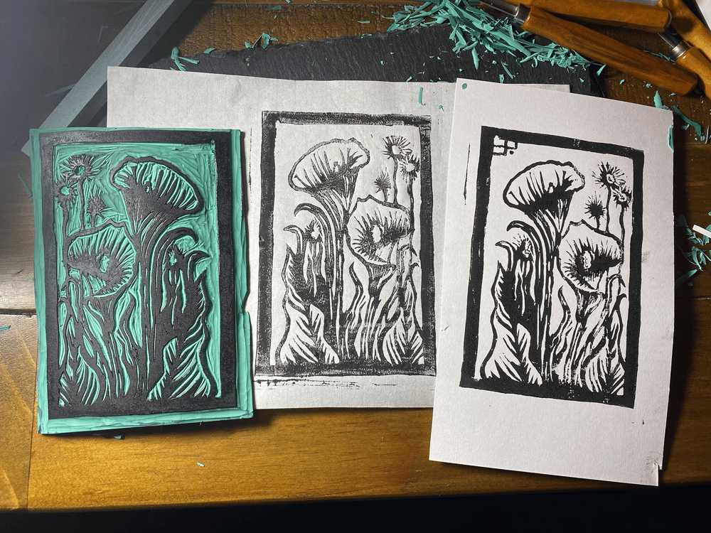 Arum Lily Linoprint - image 5 - student project