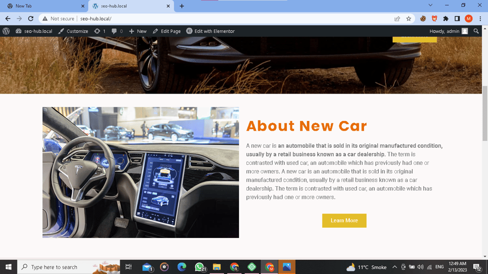 Building Landing Page by Using Elementor pro in Wordprss - image 2 - student project