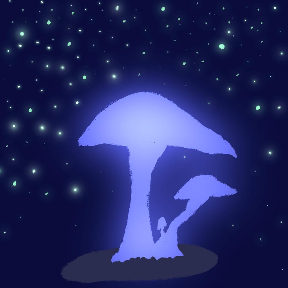 a glowy procreate mushroom + a rainbow - image 1 - student project