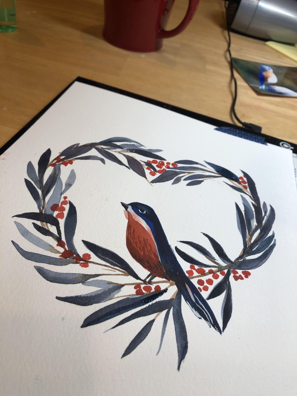 bird wreath with snow - image 2 - student project