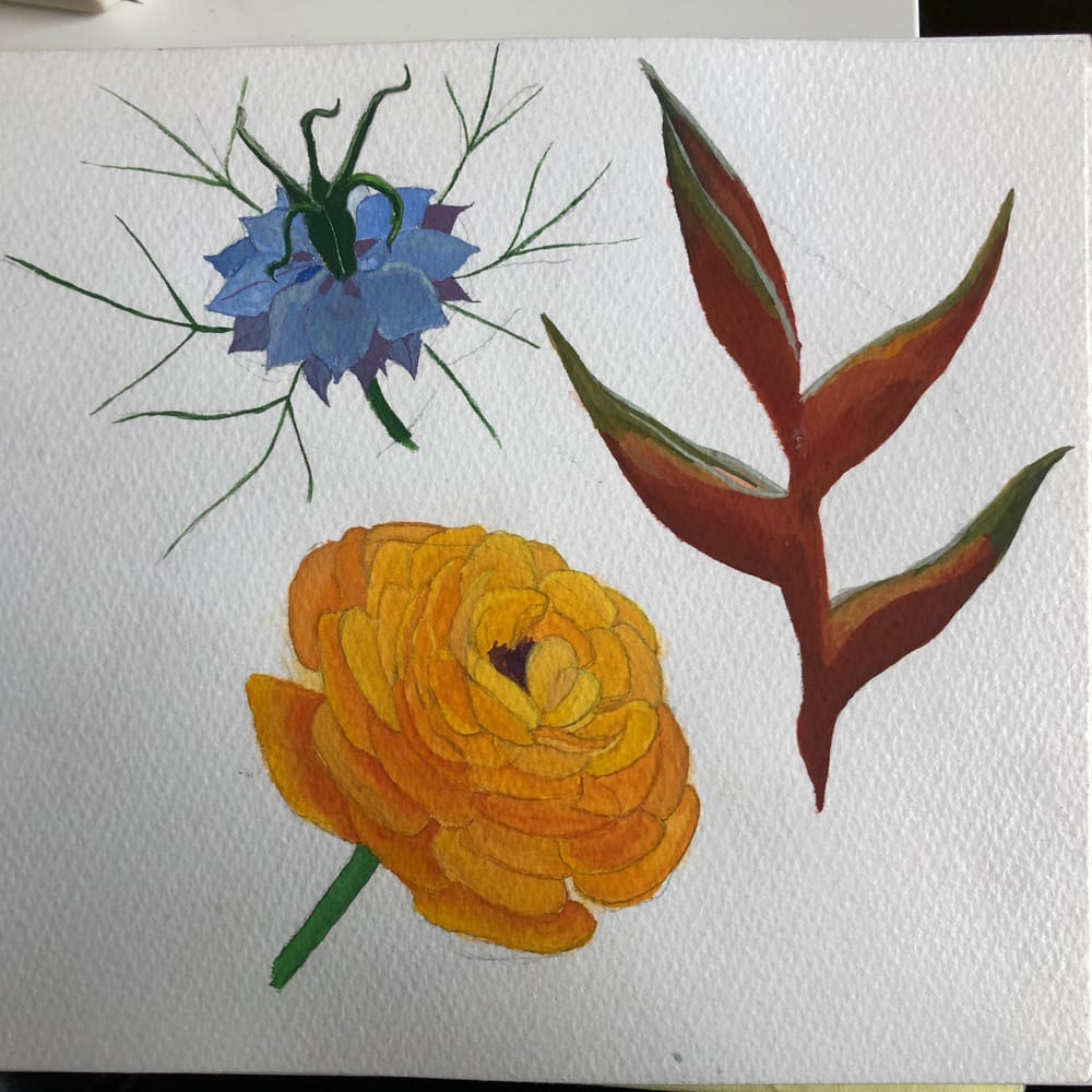 Gouache flowers Skillshare Student Project
