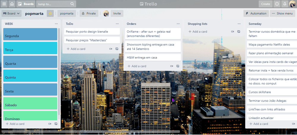 my Trello - image 1 - student project