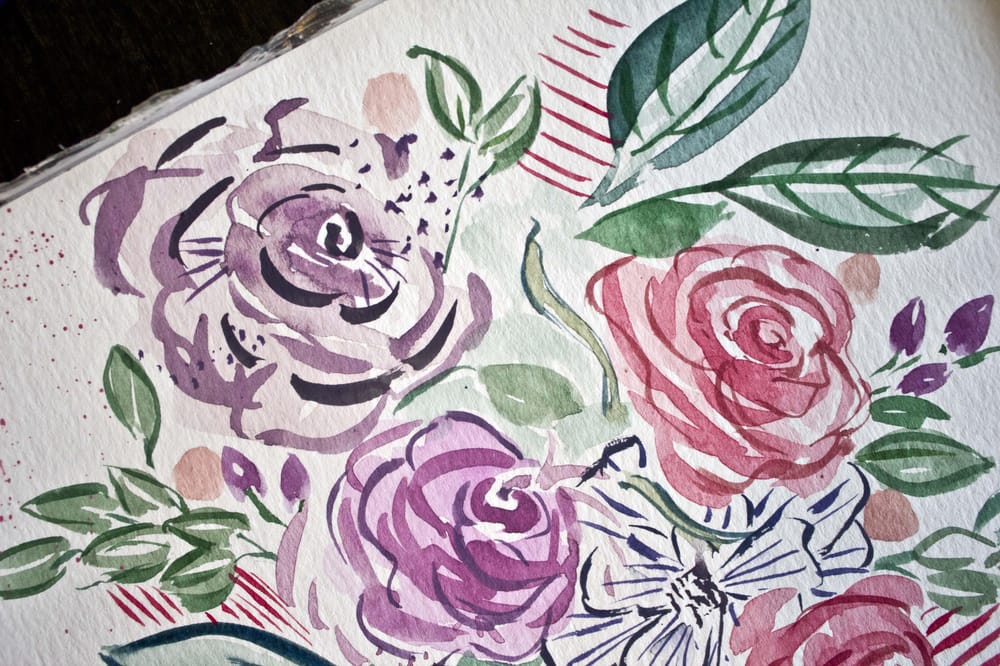 My expressive illustrative floral practice bouqet - image 2 - student project