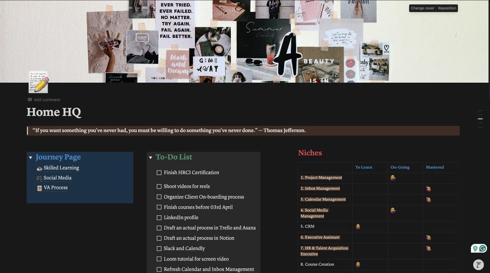 Notion Productivity Tool - VA Journey - image 1 - student project