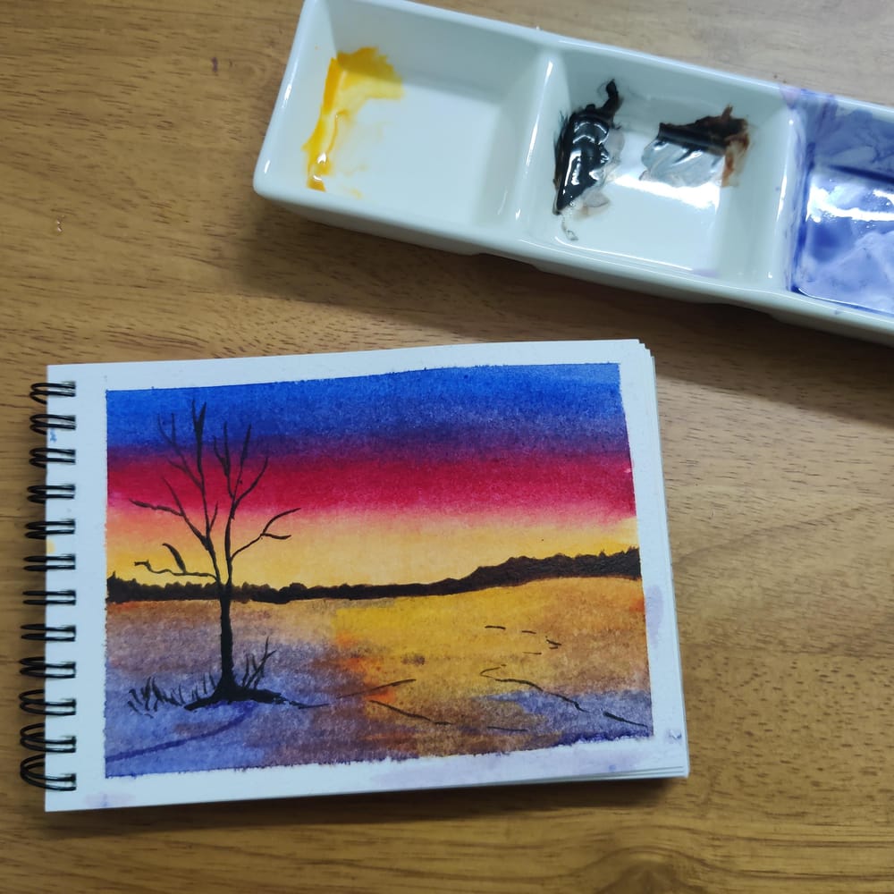 Winter sunset paintings - image 5 - student project