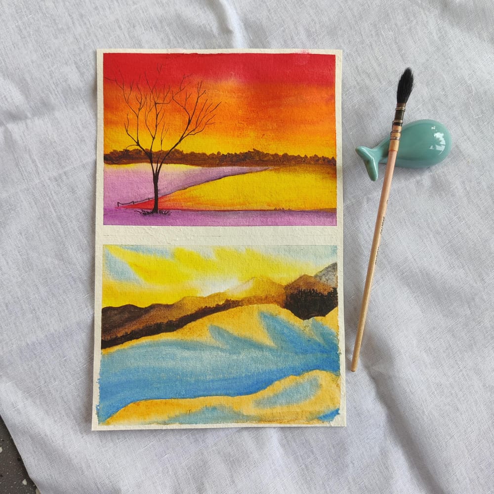 Winter sunset paintings - image 2 - student project