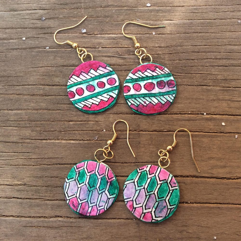 Honeycomb and Christmas Bulb Earrings - image 1 - student project