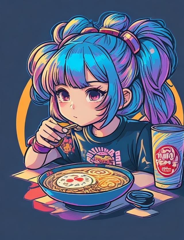 A girl eating ramen - image 1 - student project