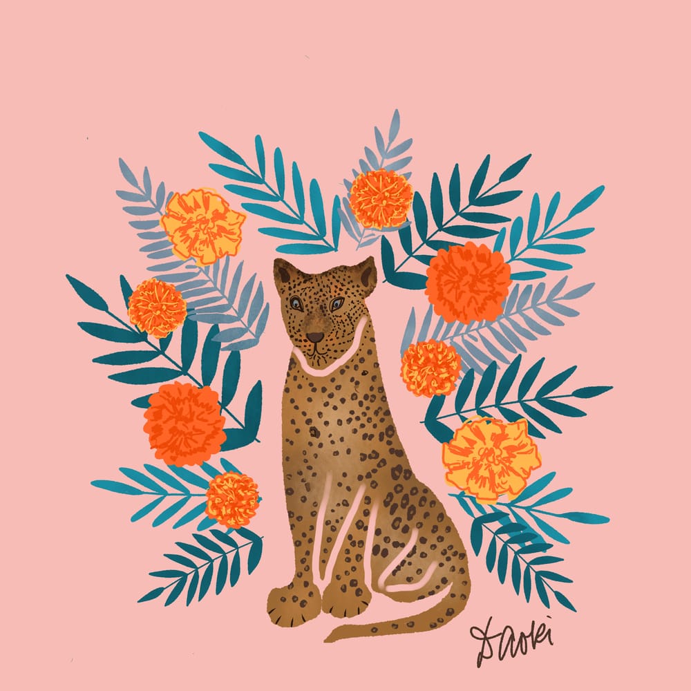 Jaguar with marigolds - image 1 - student project