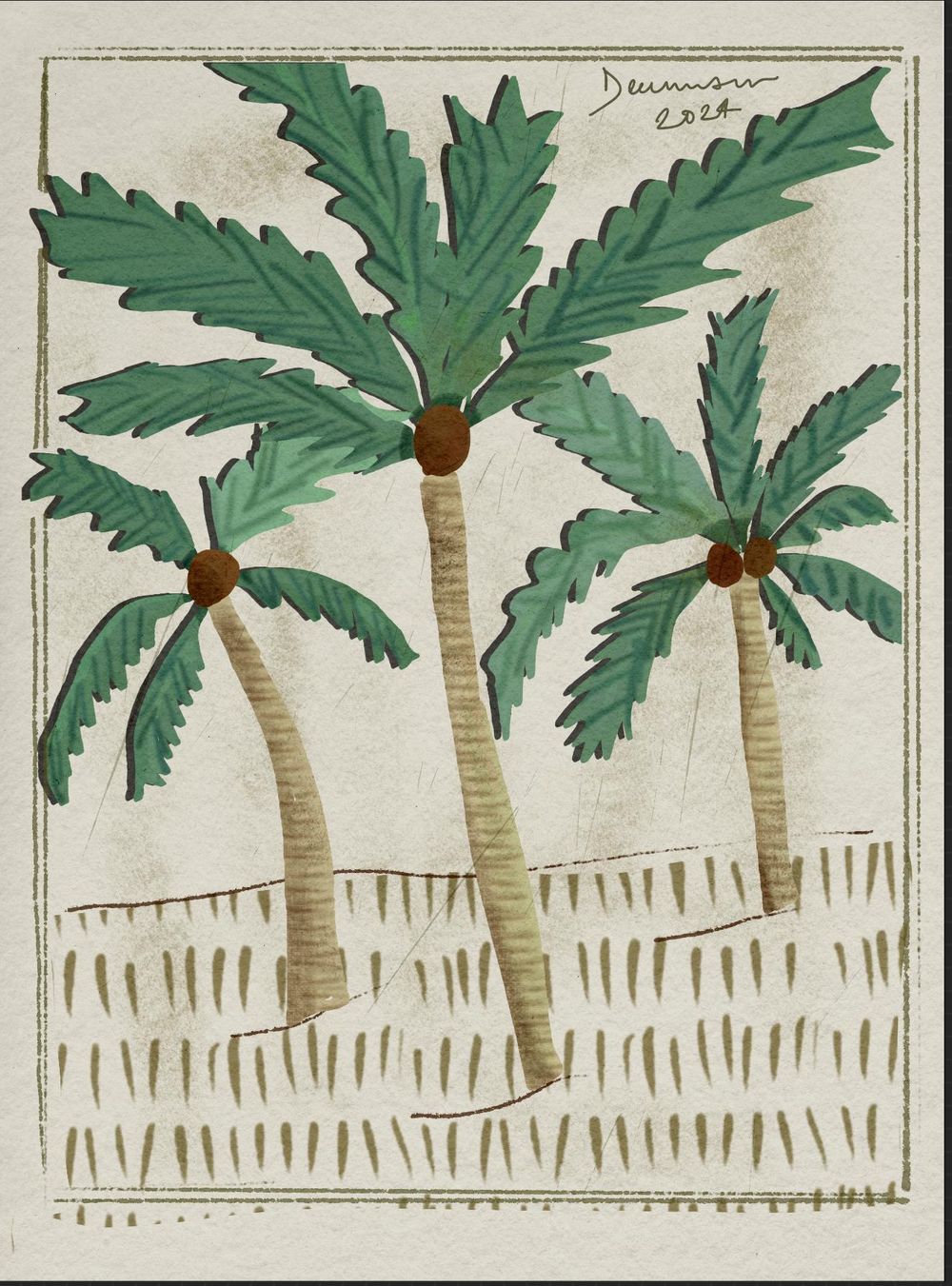 Gouache palm trees - image 1 - student project