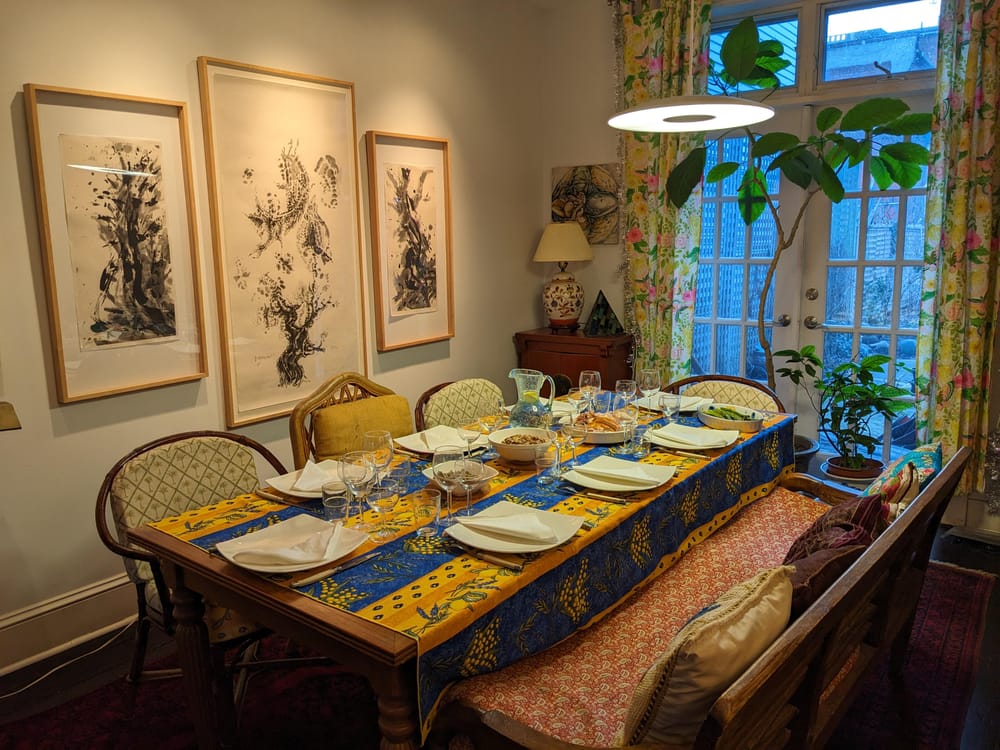 Batik Curtains - Hollyhocks, Peonies, Butterflies - image 5 - student project