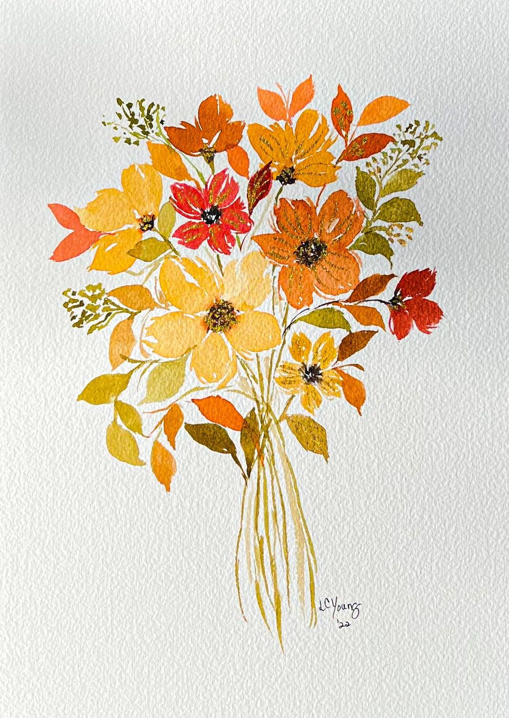 Autumn Watercolor with Gold Accents - image 3 - student project