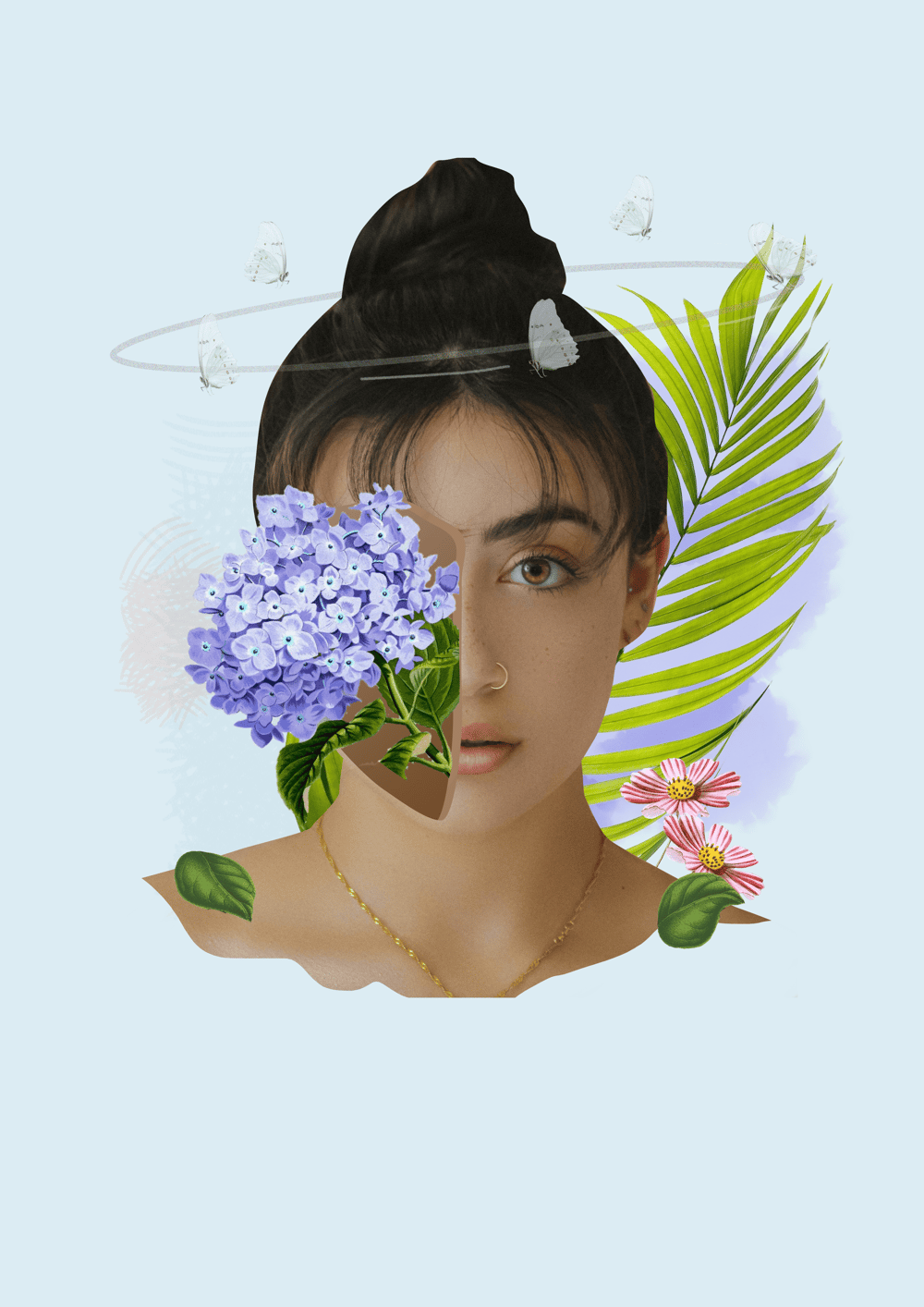 Digital Collage: Floral Potrait - image 1 - student project