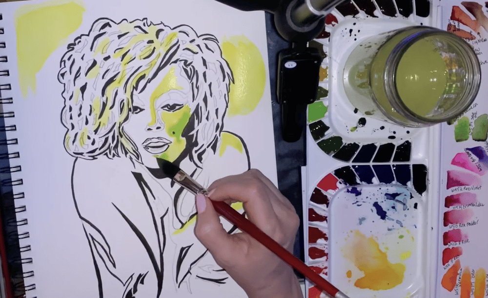 How to Paint Pop Art Portrait Watercolor Painting with Abstract Background Skillshare Student