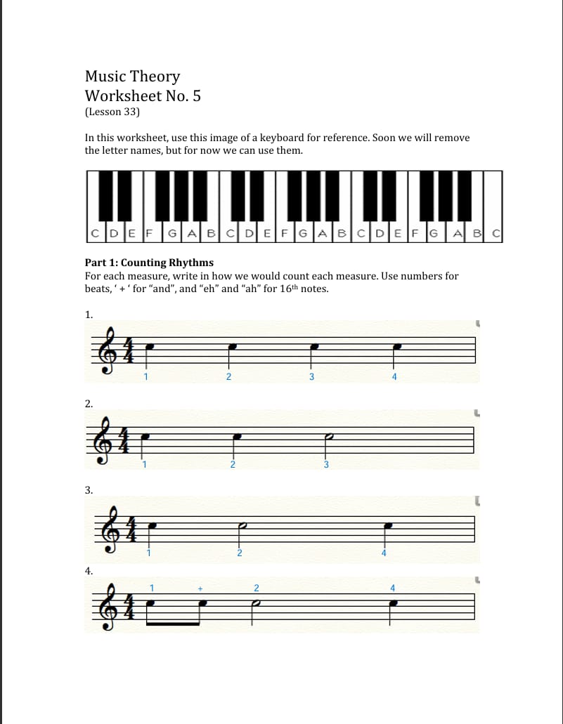 Music Theory - Worksheets and Project files - image 1 - student project