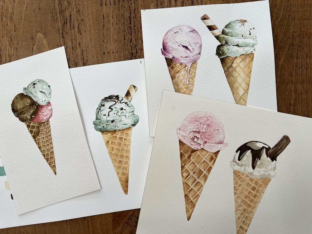 Watercolour Styles: Ice Cream Painted in 3 Ways - image 3 - student project