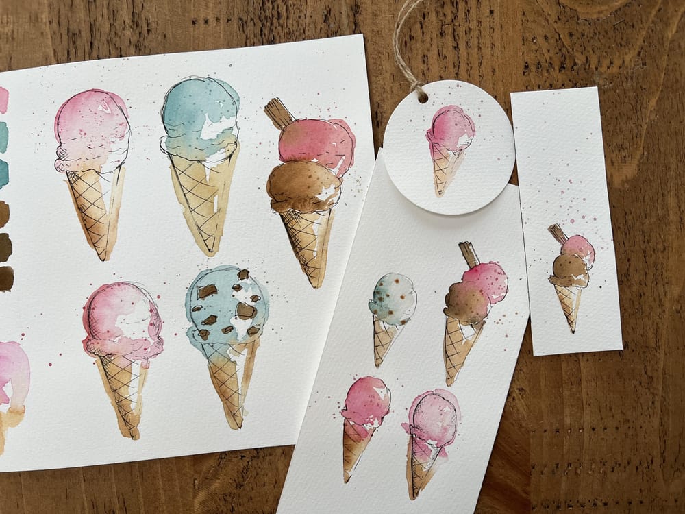Watercolour Styles: Ice Cream Painted in 3 Ways - image 1 - student project
