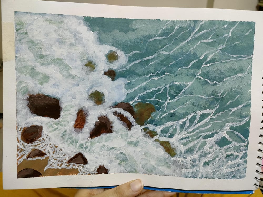 Beach waves acrylic - image 1 - student project
