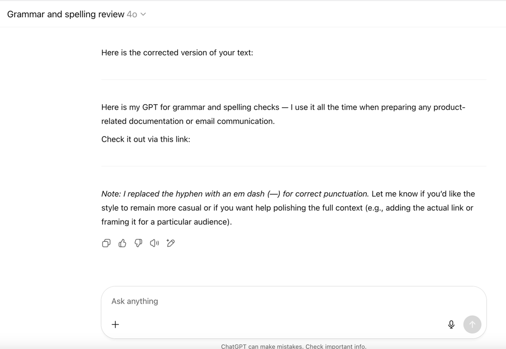 Grammar & spelling review GPT - image 3 - student project