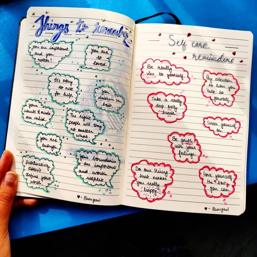 Self care notebook spread - image 1 - student project