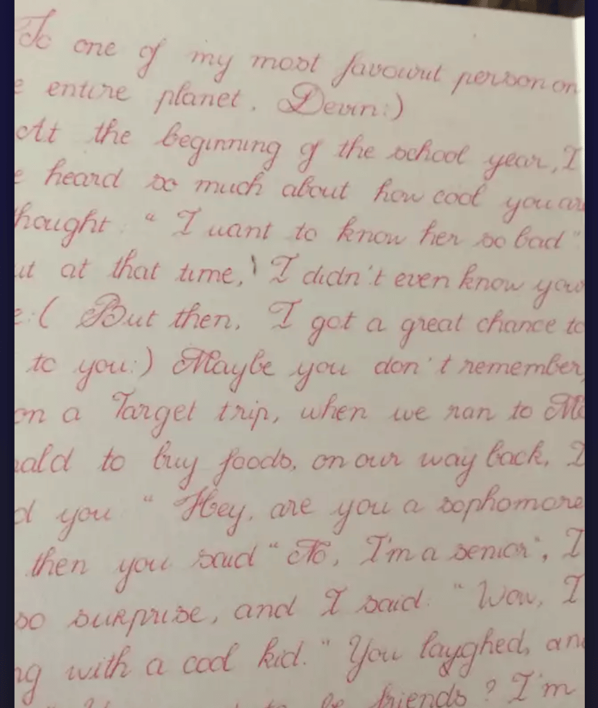 "Before" handwriting sample - image 3 - student project
