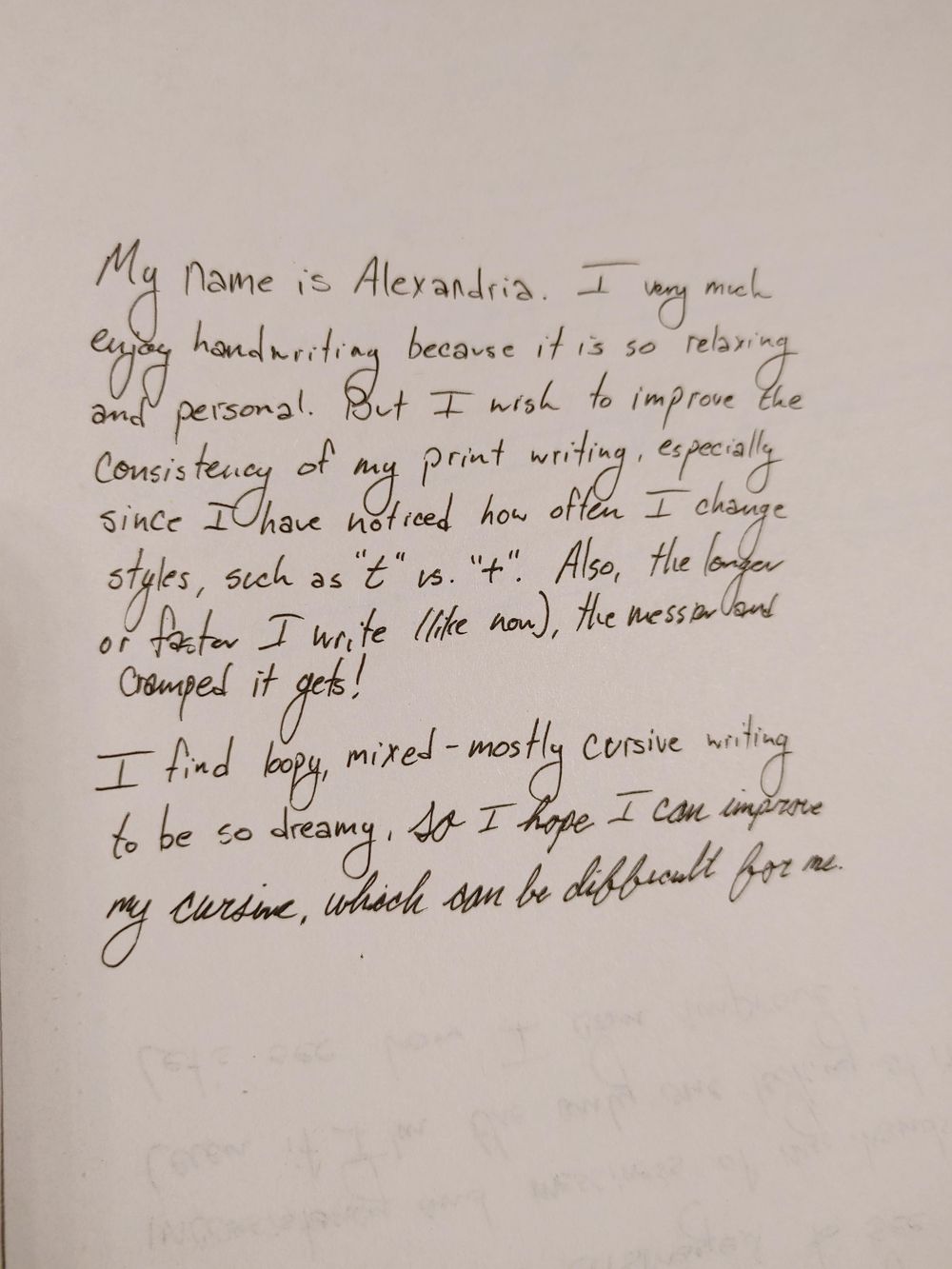 "Before" handwriting sample - image 1 - student project