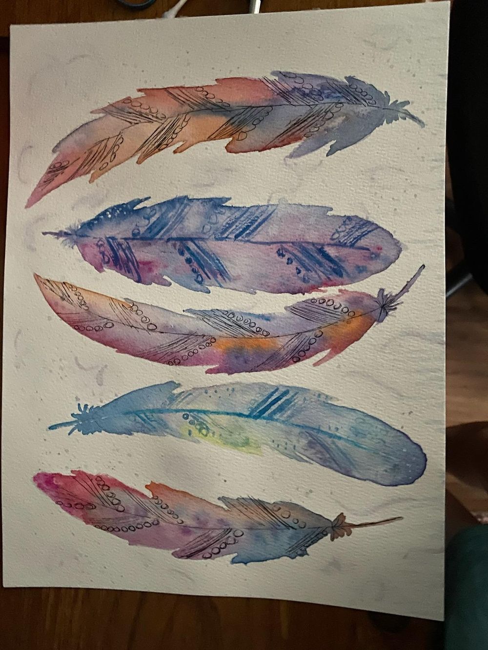 Watercolor feathers - image 1 - student project