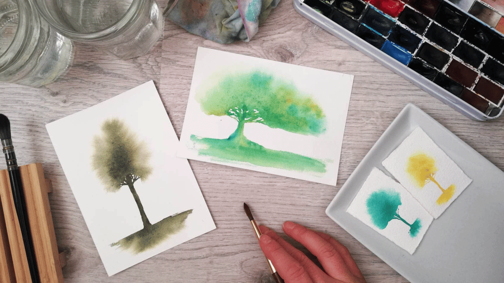 Flowy watercolor trees! - image 1 - student project