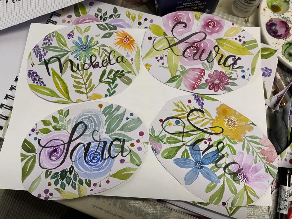 Loose Watercolor Florals: Create Beautiful DIY Name cards - image 2 - student project