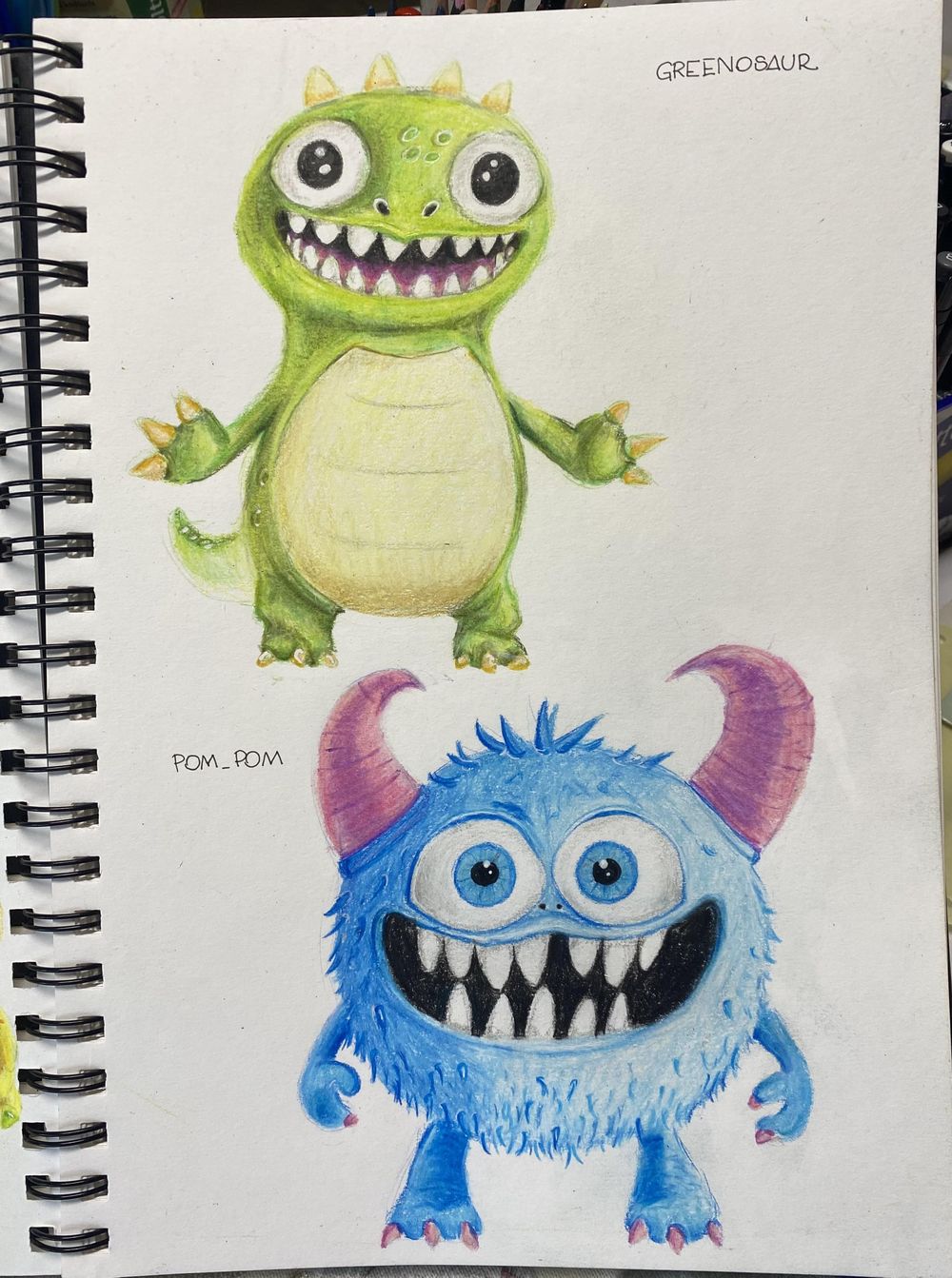 Drawing monsters in colour pencil - image 1 - student project