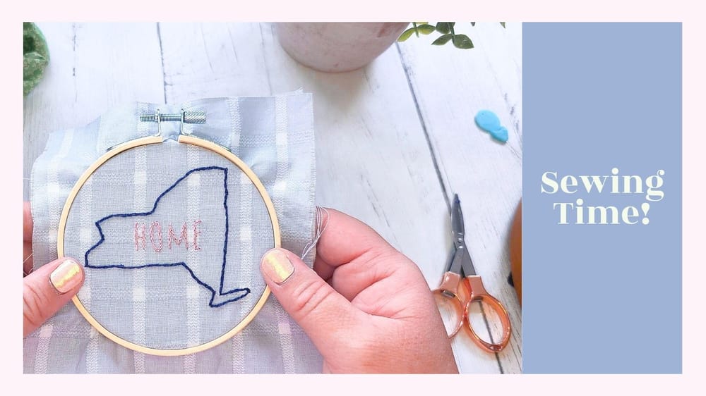 Hand Embroidered Hoop Art: Home New York State - image 3 - student project