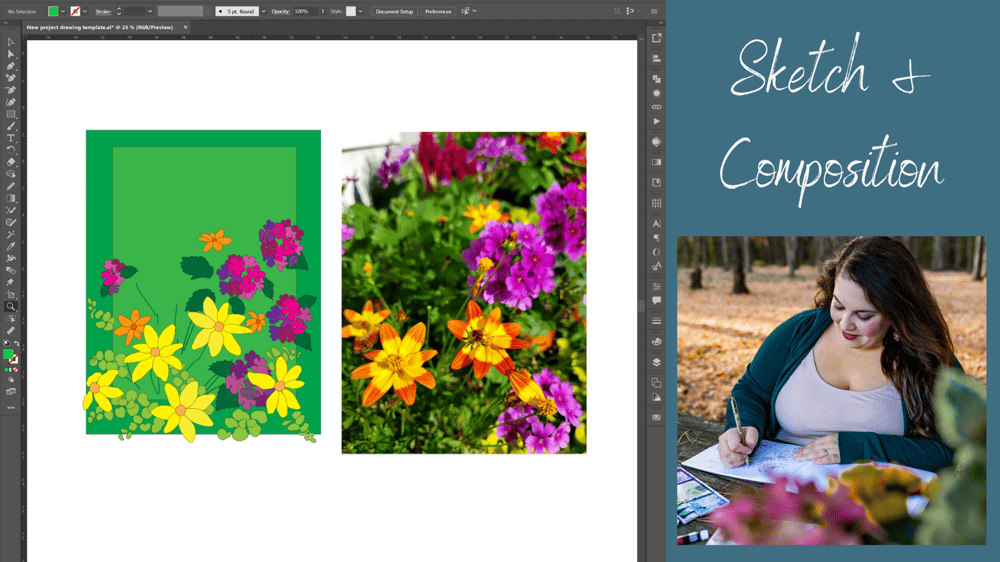 Daisy and Verbena Art Quilt - image 2 - student project