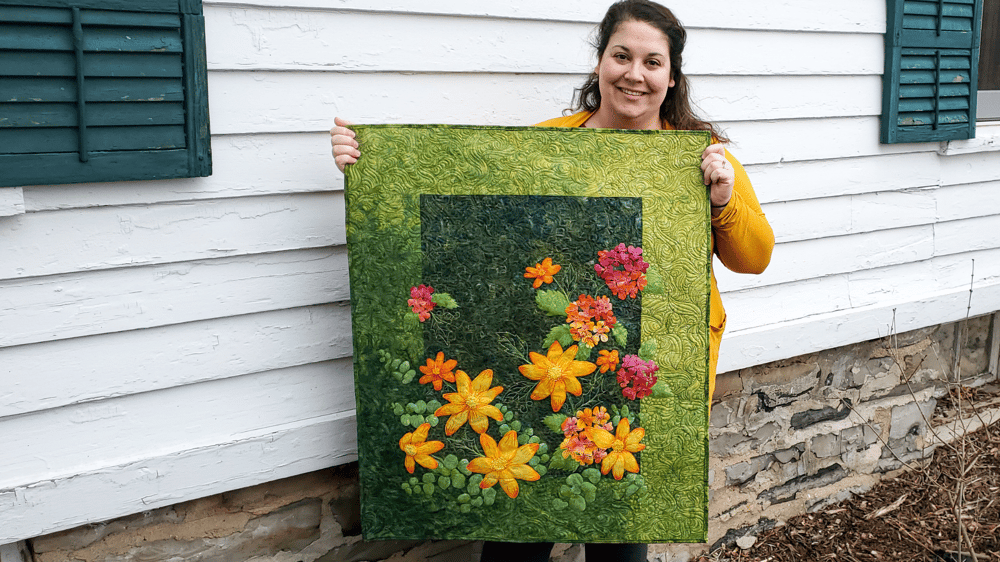 Daisy and Verbena Art Quilt - image 9 - student project