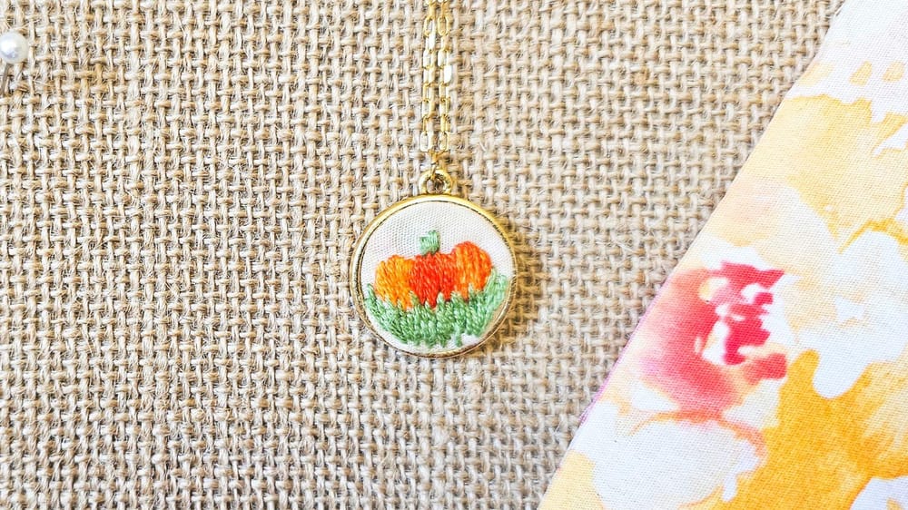 Embroidered Pumpkin Necklace - image 3 - student project