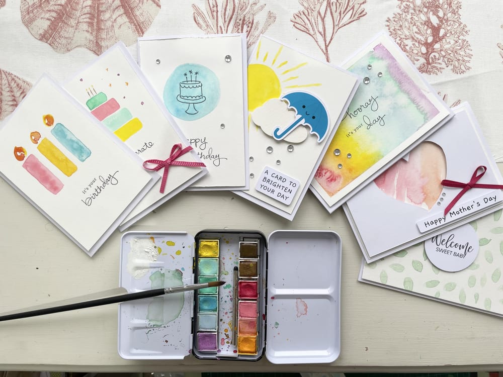 7 Watercolour Handmade Cards - image 2 - student project