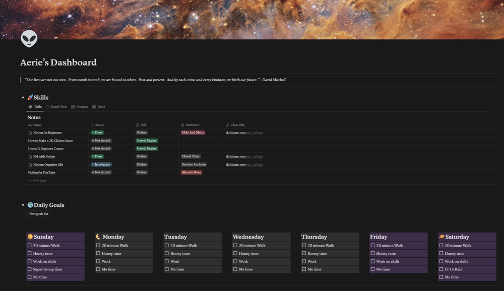My Notion Dashboard - image 1 - student project