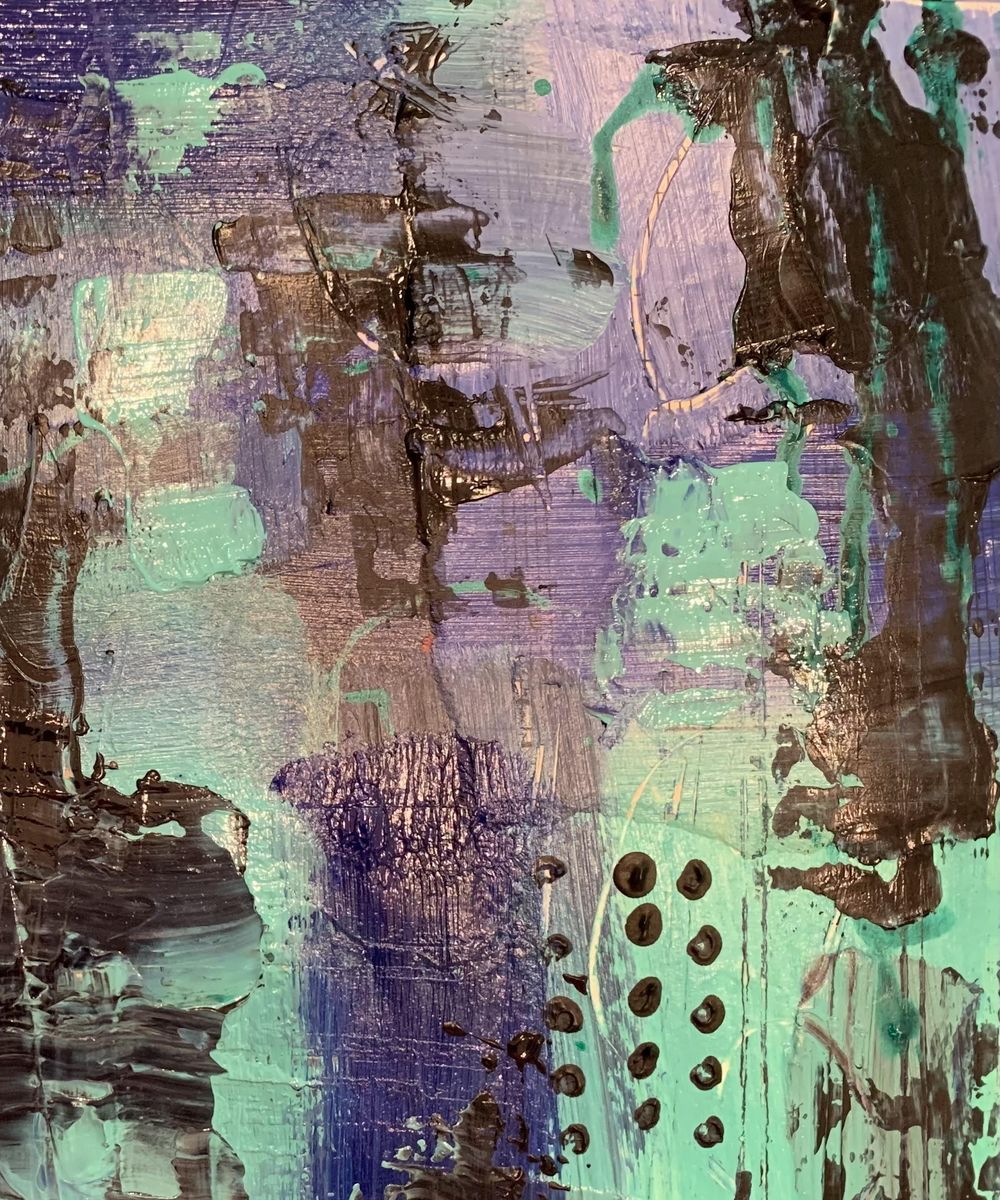 Acrylic abstract with collage elements - image 1 - student project