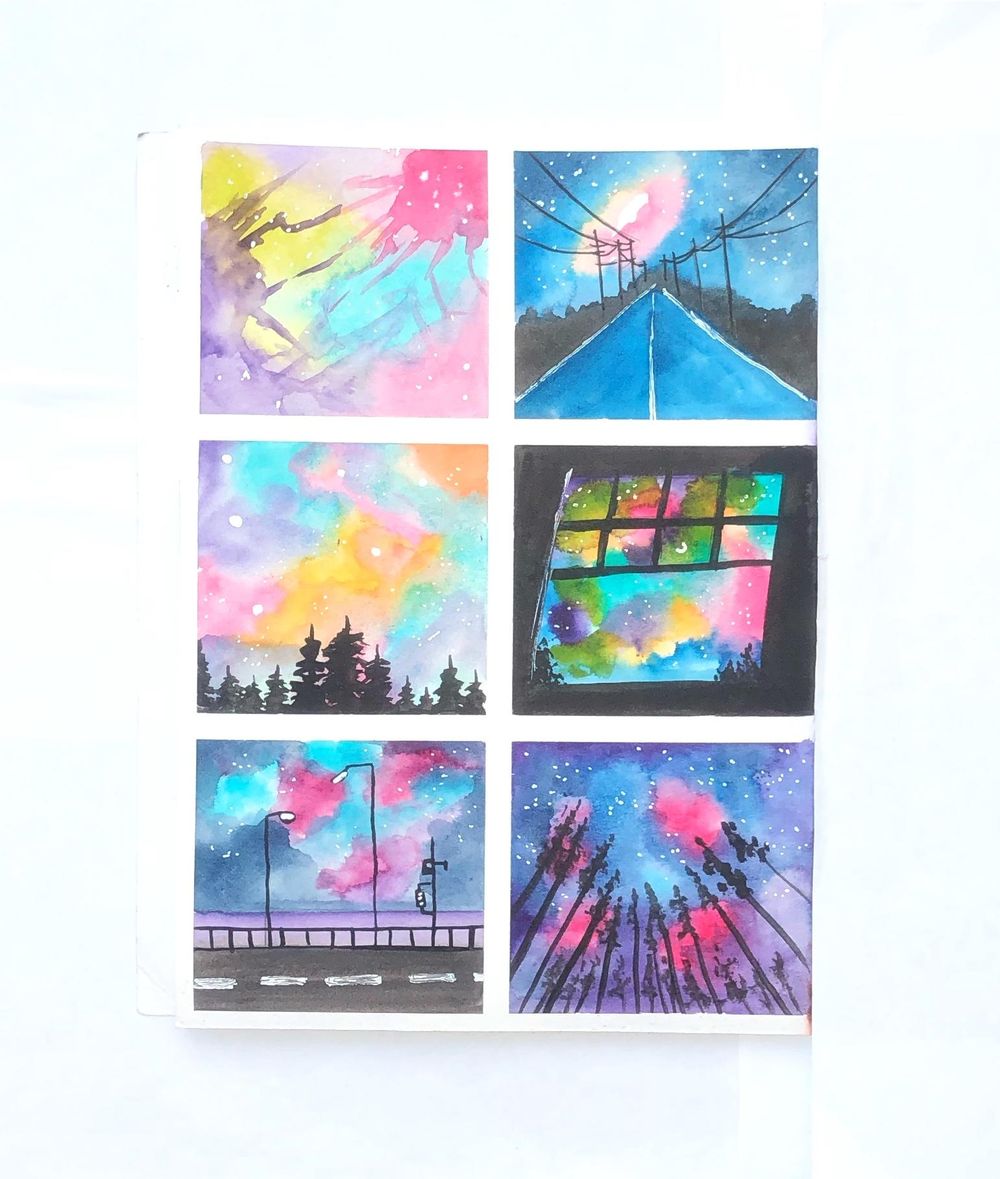Galaxies and night skies in watercolor - image 5 - student project