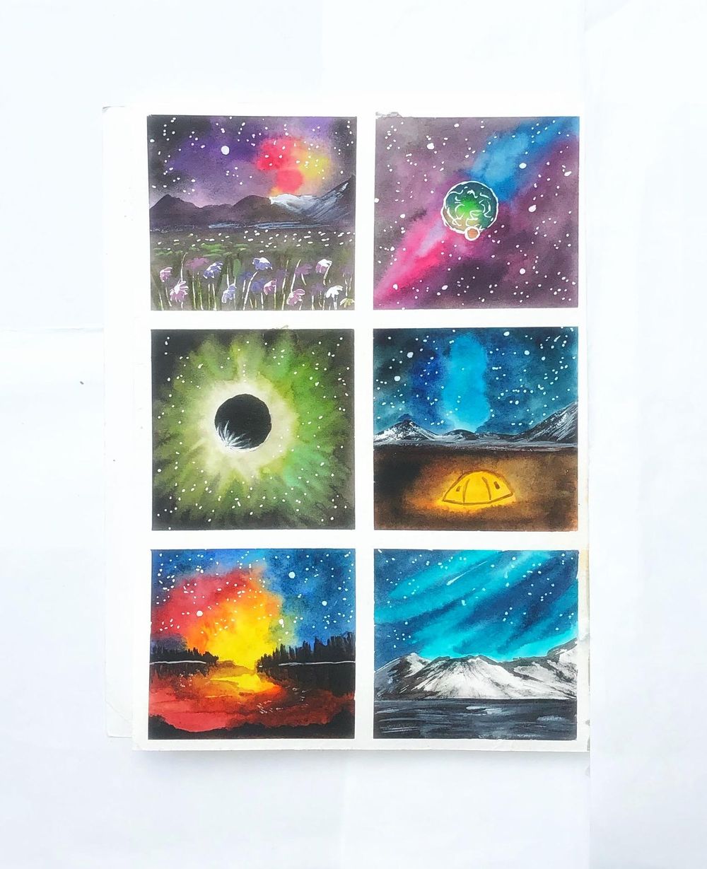 Galaxies and night skies in watercolor - image 3 - student project
