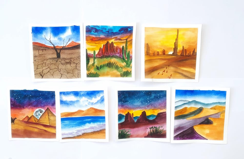 Watercolor desertscapes - image 1 - student project