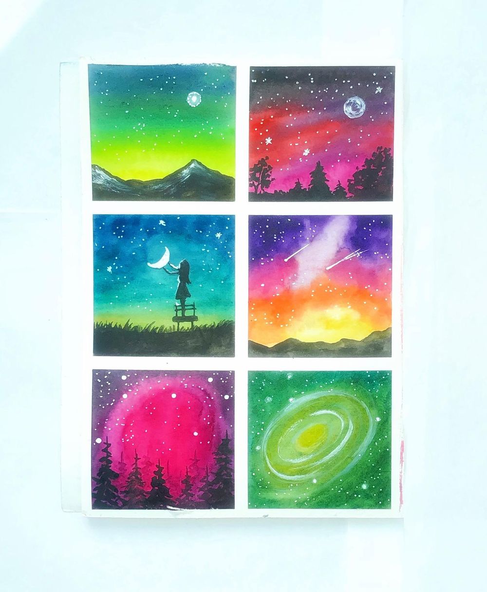 Galaxies and night skies in watercolor - image 1 - student project