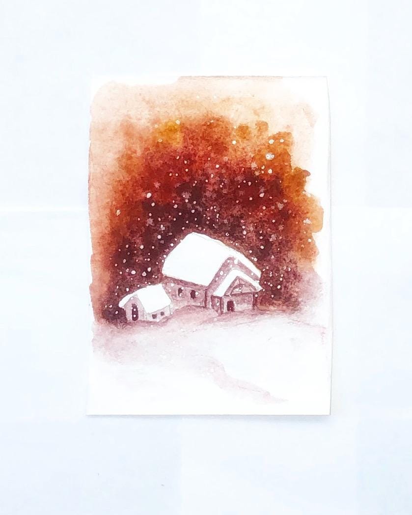 Wintery watercolor splashes - image 1 - student project