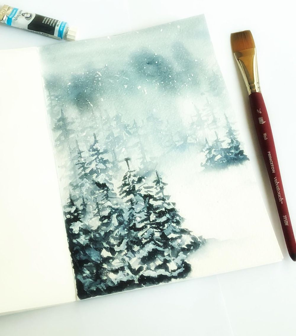 Watercolor wilderness blizzard - image 1 - student project
